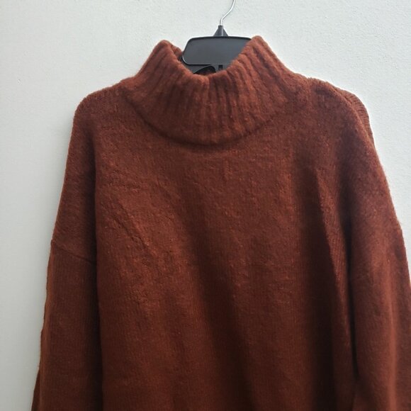 TOPSHOP Funnel Mock Neck Burgandy Red Sweater 12 - Picture 3 of 7